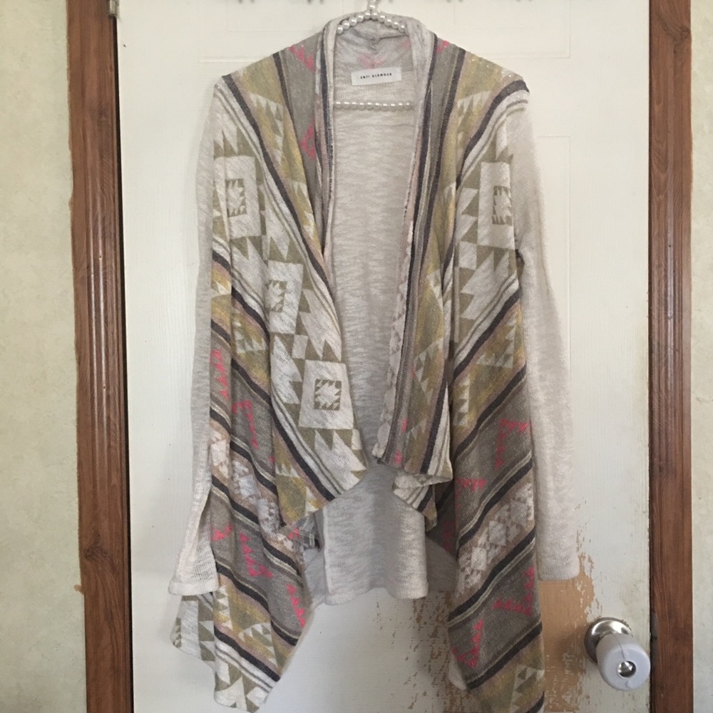 Cardigan Open Waterfall Front Knit Sweater